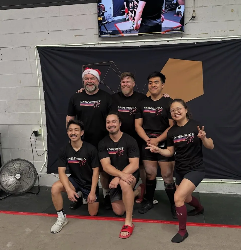 The Underdogs SC crew in club shirts after a training session
